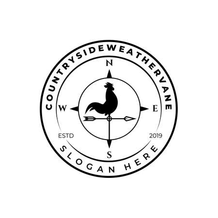 Weather vane, wind vane logo vector illustration template design, emblem badge elementのイラスト素材