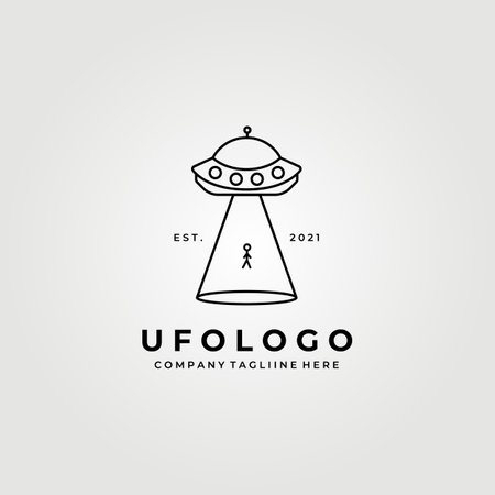 ufo line art logo, alien logo vector illustration design graphicのイラスト素材