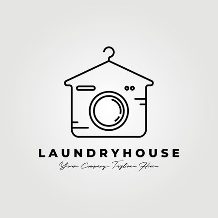 Laundry house line art logo vector illustration design graphicのイラスト素材