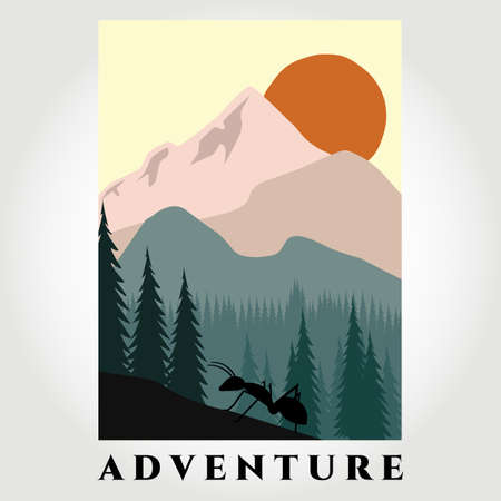 mountain landscape vector illustration design graphic, ant , adventure illustrationのイラスト素材