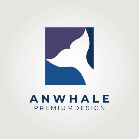 Blue whale tail , simple whale logo vector illustration design graphicのイラスト素材