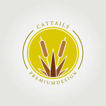 cattails logo cattail vector illustration design graphic template coloring conceptのイラスト素材
