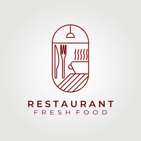 chef , cafe, kitchen, restaurant logo vector illustration design graphic , minimalist, line art, decorのイラスト素材