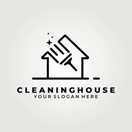 cleaning house, service logo vector illustration deign graphic, glass house cleaningのイラスト素材