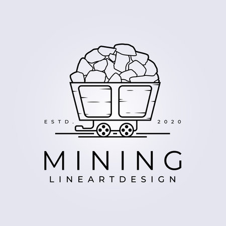 line art mining train simple logo vector illustration designのイラスト素材