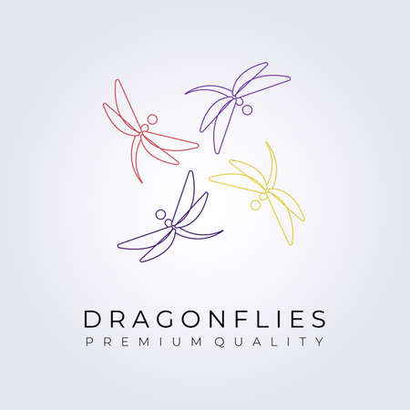 Colorful dragonflies Logo vector Illustration designのイラスト素材