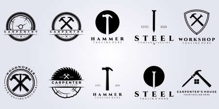 bundle carpenter workshop set logo vector illustration designのイラスト素材