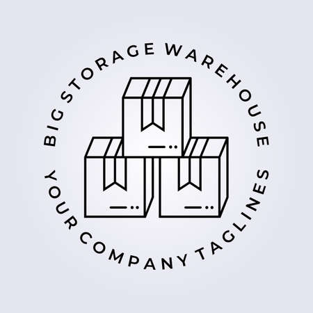 line art boxes product , cardboard , warehouse storage logo icon sign symbol vector illustration designのイラスト素材