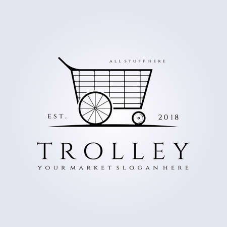 simple line art trolley chart for shop logo icon symbol vector illustration designのイラスト素材