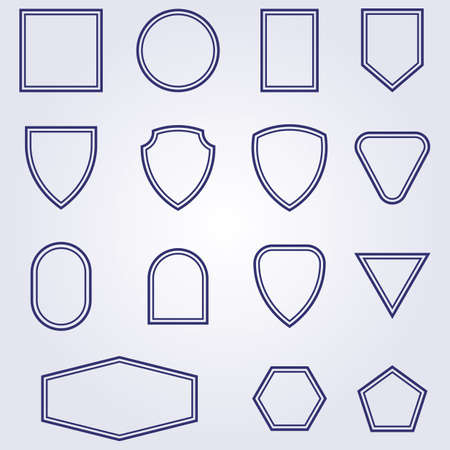 set bundle collection frame border badge shape various logo icon vector symbol illustration design line art frame listのイラスト素材