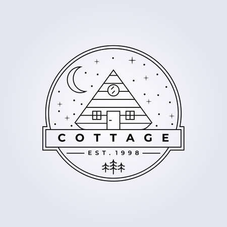 line art cottage cabin logo lodge vector illustration design simple tourism logoのイラスト素材