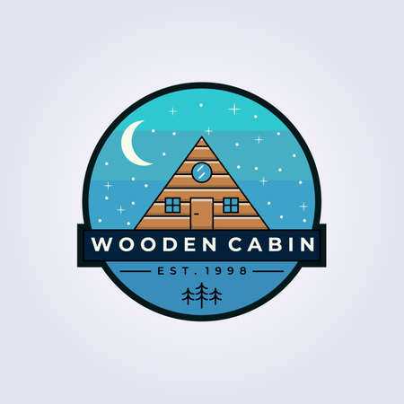 Cottage cabin lodge logo vector illustration design sticker poster label template simple color designのイラスト素材