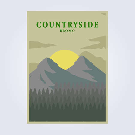 landscape mountain forest vintage poster vector illustration designのイラスト素材