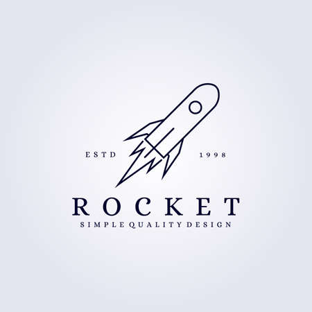 simple line rocket logo art vector illustration design launch icon symbol templateのイラスト素材
