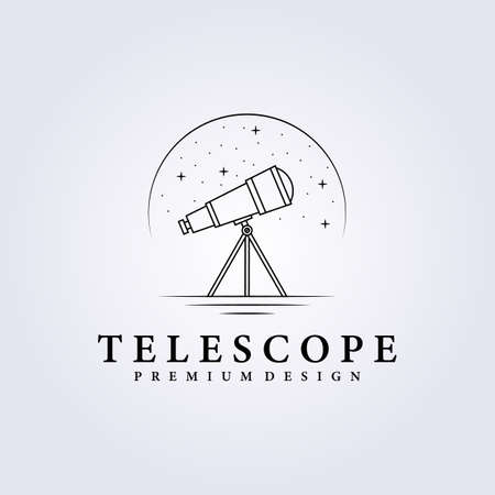 line art telescope simple logo vector astronomy illustration design galaxy spaceのイラスト素材