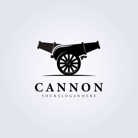 double cannon ancient logo artillery vintage vector illustration design silhouette weaponのイラスト素材