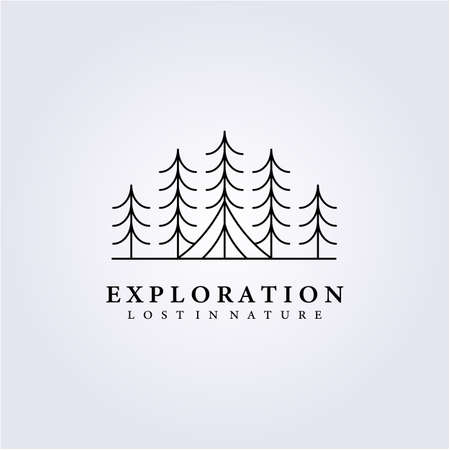 travel forest camping jungle logo vector illustration icon symbol template background abstract label design line artのイラスト素材
