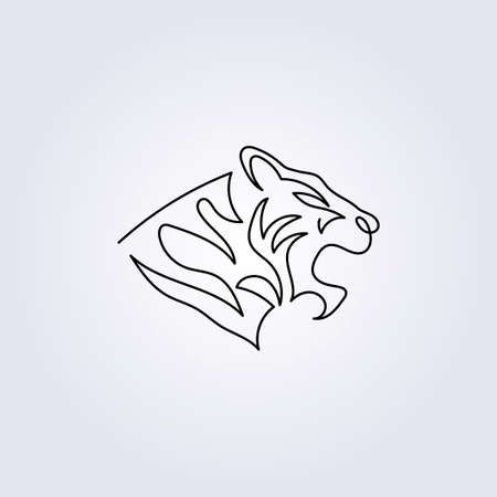hand drawn line art tiger one line continuous icon symbol logo vector illustration design simple modern minimalistのイラスト素材