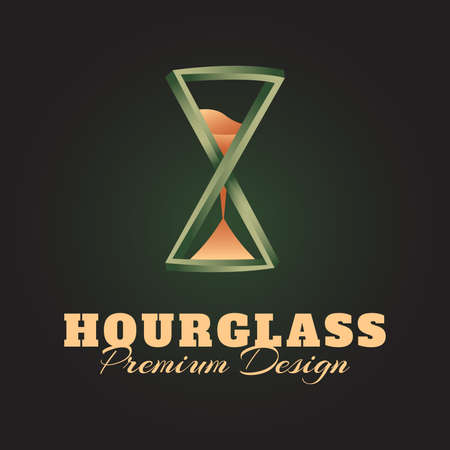luxury 3D gold hourglass logo vector illustration design, modern luxurious creative hourglass logo symbol icon template graphic designのイラスト素材
