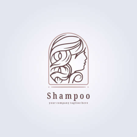 beauty care clinic studio, hair salon logo icon symbol label template line simple minimal badge vector illustration designのイラスト素材