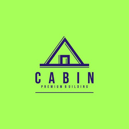 wooden Cabin or cottage or log or lodge modern minimalist classic line art linear logo vector illustration design iconのイラスト素材