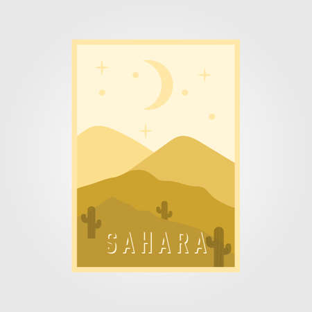 simple flat desert poster illustration vector background template graphic designのイラスト素材