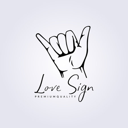 love sign hand gesture line logo symbol vector illustration designのイラスト素材