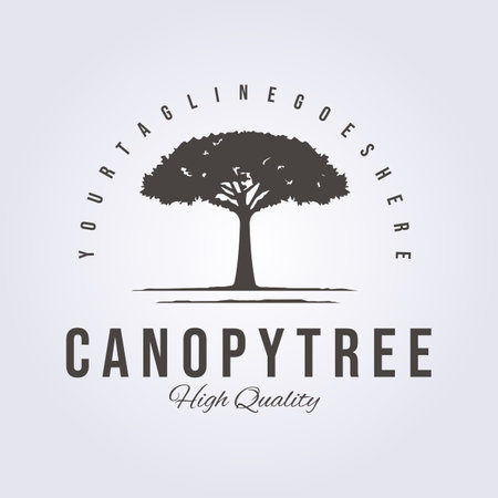 Canopy tree service retro style logo vintage classic vector illustration designのイラスト素材