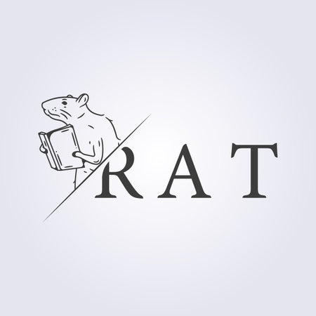 smart mouse or rat lab line logo vector illustration designのイラスト素材