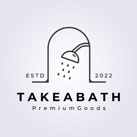 take a bath, shower bathroom house line logo vector illustration designのイラスト素材