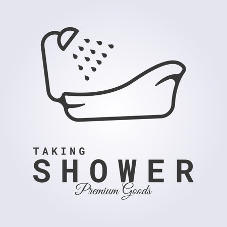 bathroom shower bathtub line logo vector illustration designのイラスト素材