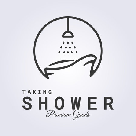 bathtub, hot water bathtub line logo vector illustration designのイラスト素材