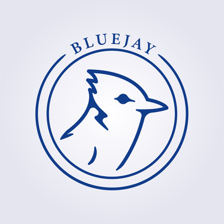 iconic of bluejay bird logo icon symbol vector illustration design in line art badge insigniaのイラスト素材
