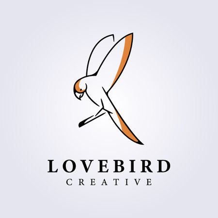 flying Lovebird line logo icon symbol vector illustration design, minimalist modern line art logoのイラスト素材