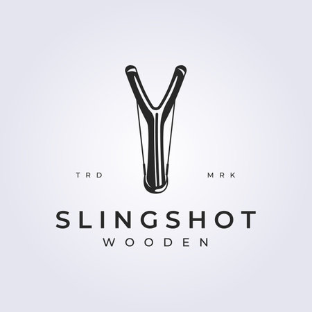 retro catapult or slingshot vector logo illustration design,のイラスト素材