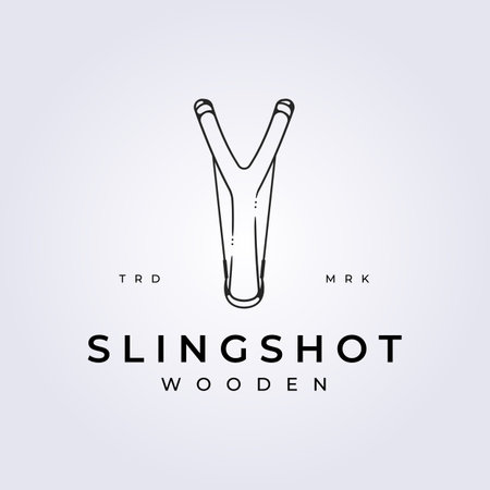 line slingshot monoline logo vector catapult illustration design, simple minimalist templateのイラスト素材