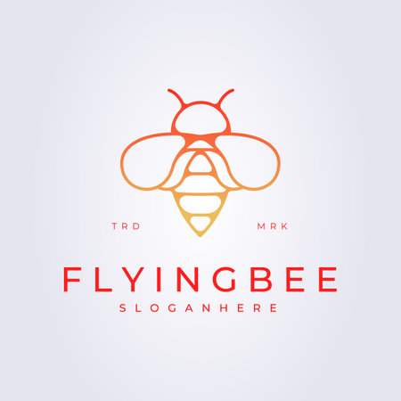 modern line flying bee vector logo icon template illustration designのイラスト素材