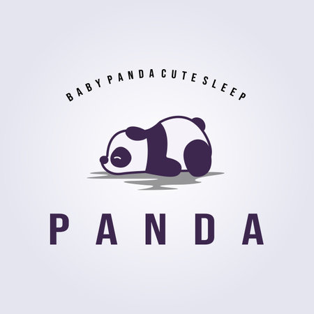 sleeping cute panda logo mascot icon symbol template vector illustration designのイラスト素材