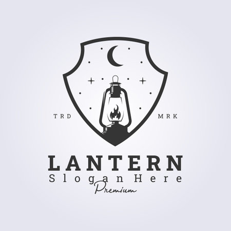 night lantern camp vector logo illustration designのイラスト素材