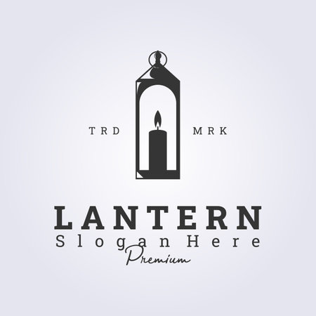 isolated candle lantern retro logo vector vintage illustration designのイラスト素材