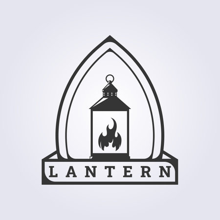 islamic lantern badge vector logo icon symbol template illustration designのイラスト素材