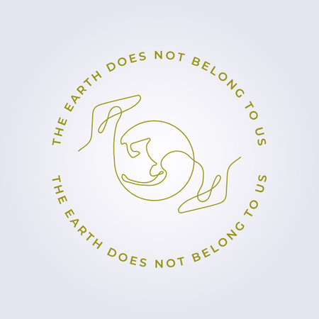 holding world logo vector illustration single line one line continuous icon template designのイラスト素材