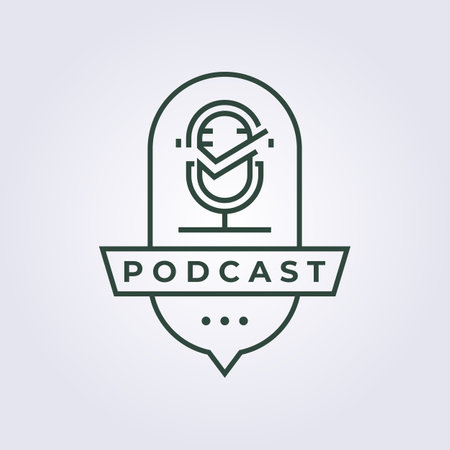 line art talk chit chat podcast logo vector illustration designのイラスト素材