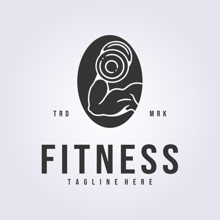 fitness gym workout logo cutout outline vector muscle illustration designのイラスト素材