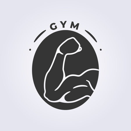 cutout muscle gym fitness logo vector outline illustration design nutrition protein icon logoのイラスト素材