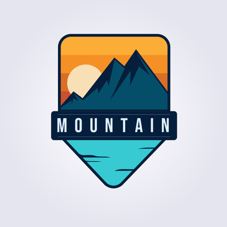 mountain adventure sunset logo vector illustration designのイラスト素材