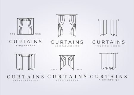 set of curtains logo sign symbol icon vector illustration template designのイラスト素材