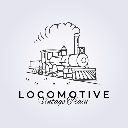hogwarts express, locomotive vintage train logo vector illustration designのイラスト素材