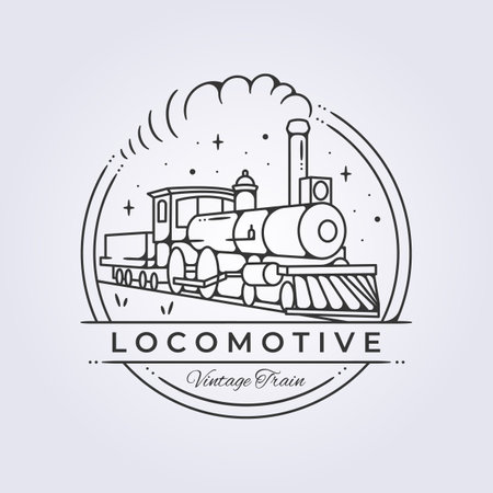 vintage locomotive train in emblem vector illustration template logo design, hogwarts express vectorのイラスト素材