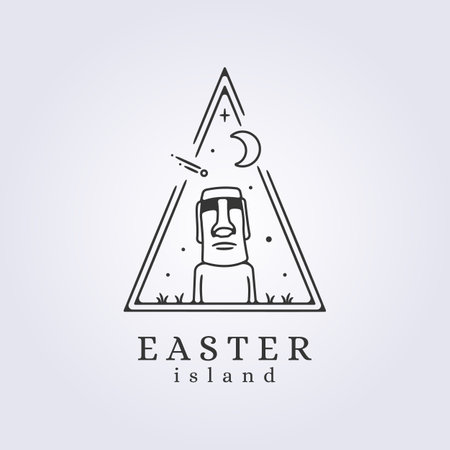 simple easter island line art logo icon vector illustration symbol sign template background designのイラスト素材